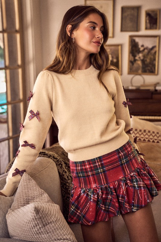 Holiday Ribbon Plaid Sweater