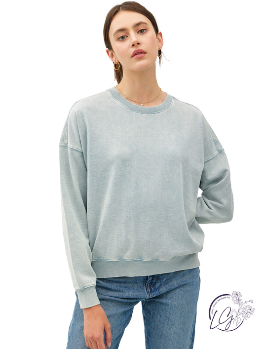 Acid Wash Crew Neck Sweatshirt