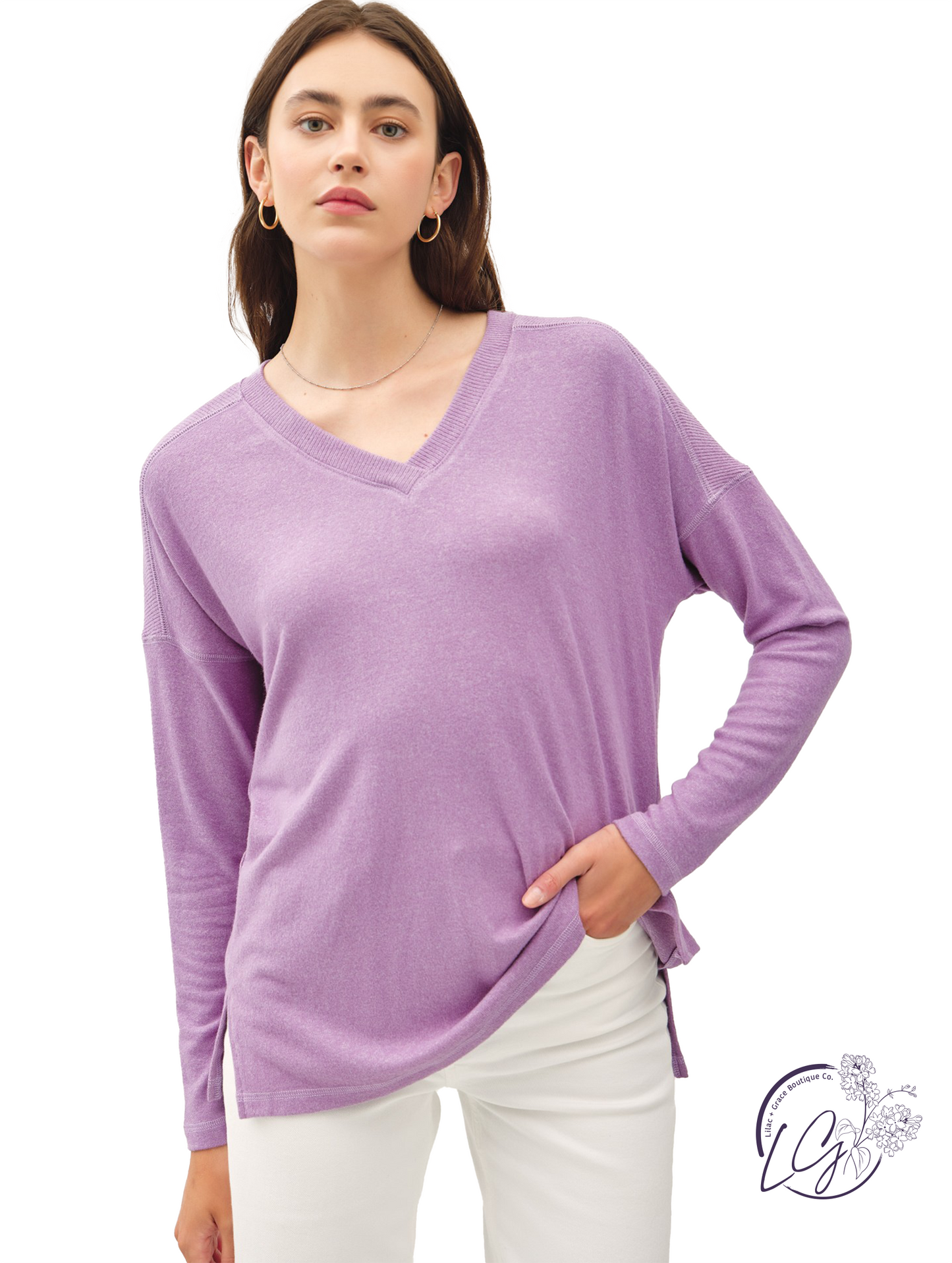 Basic Long Sleeve V-Neck Top