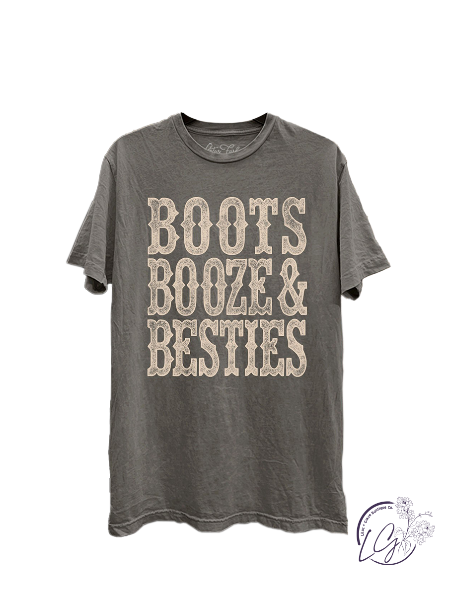 Boots Booze & Besties Graphic Top