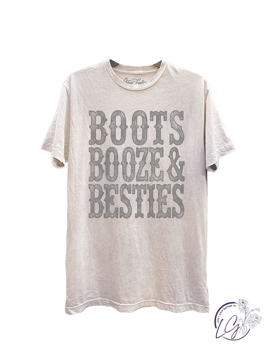 Boots Booze & Besties Graphic Top