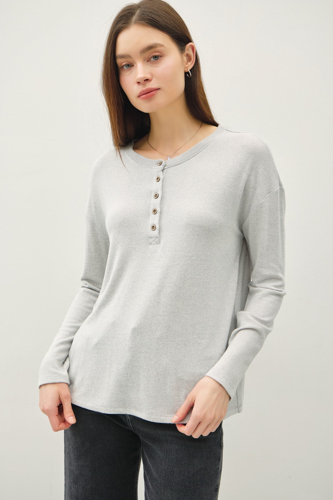 Relaxed Fit Henley Top