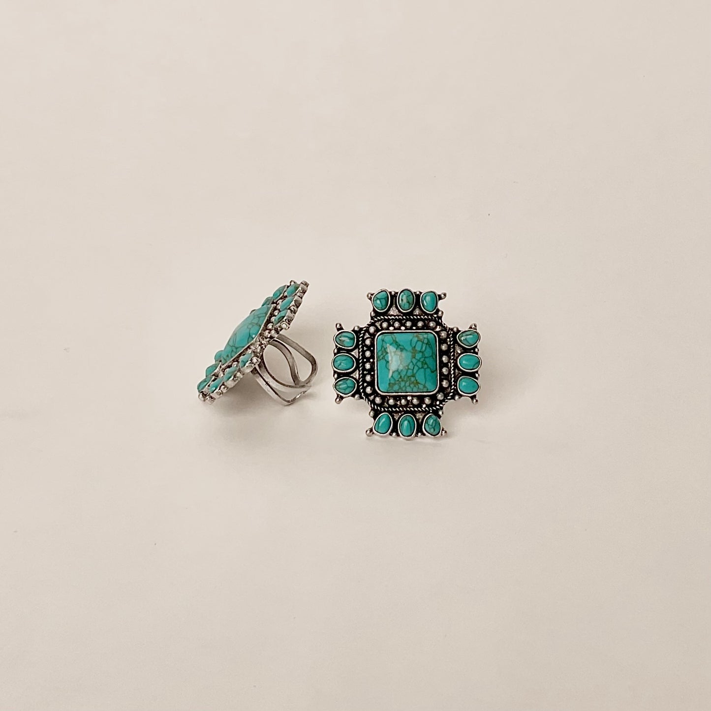 Western Square Stone Statement Ring