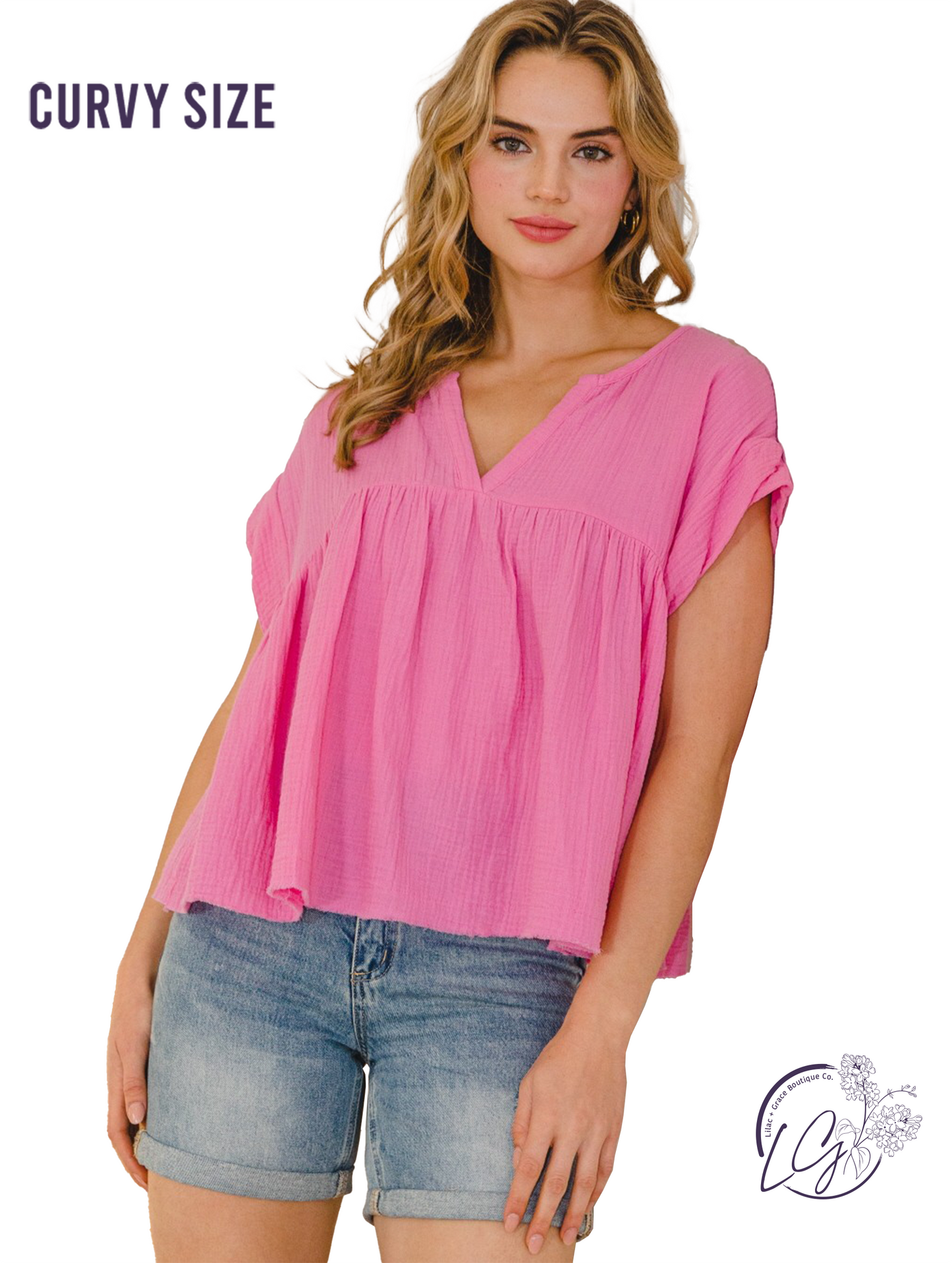 Curvy Prairie Days Short Sleeve Blouse