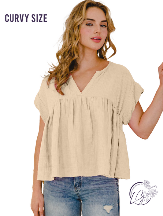 Curvy Prairie Days Short Sleeve Blouse