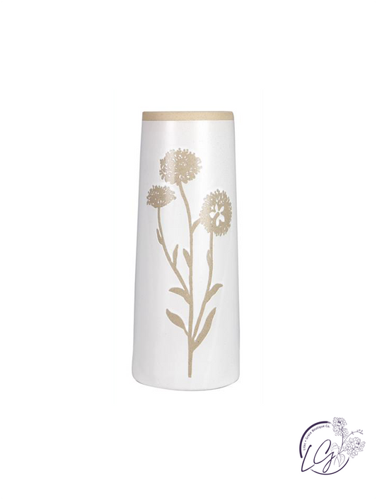 Ceramic Tabletop Vase with Floral Designs