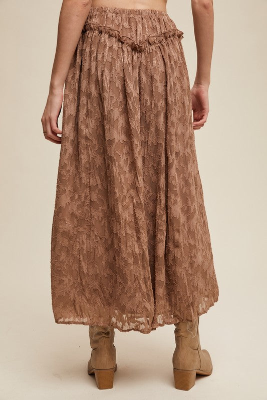 Boho Petal Floral Textured Maxi Skirt