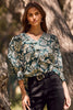 Curvy Golden Vine Floral Printed Blouse