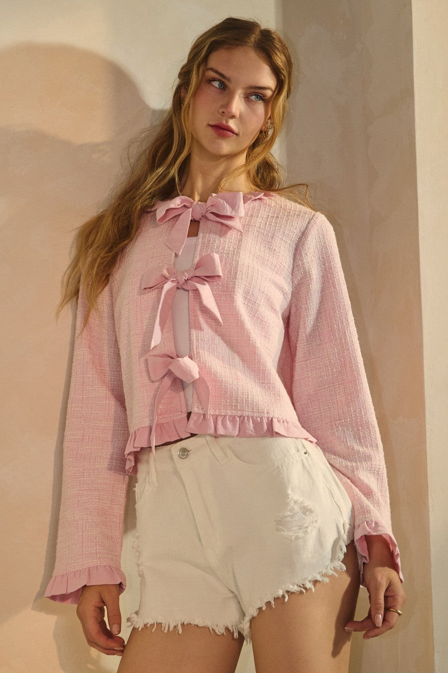 Curvy Darling Tweed Long Sleeve Sweater