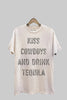 Curvy Kiss Cowboys And Drink Tequila Graphic Top