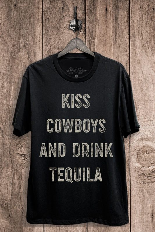 Kiss Cowboys And Drink Tequila Graphic Top