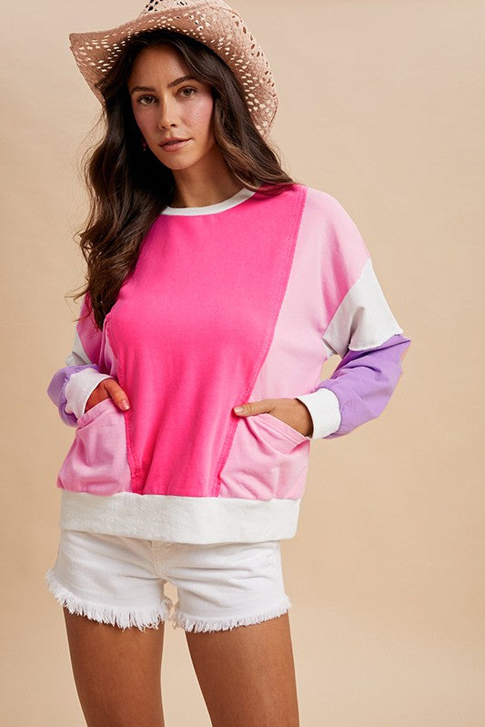 Blush Crush Colorblock Sweatshirt