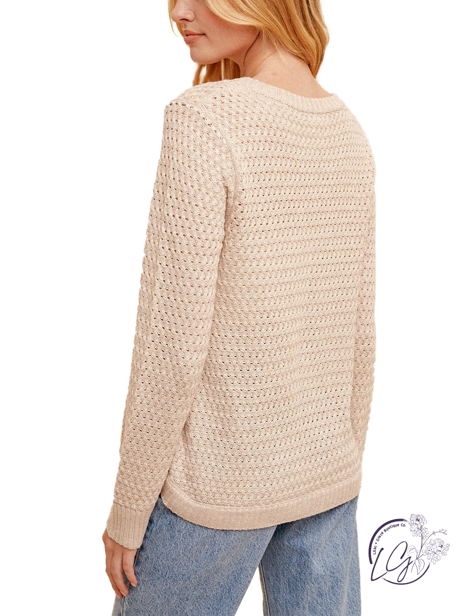 Chic Curve Button Sweater