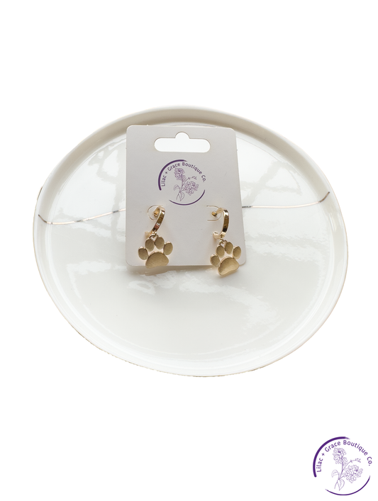 Paw Print Small Hoop Earrings