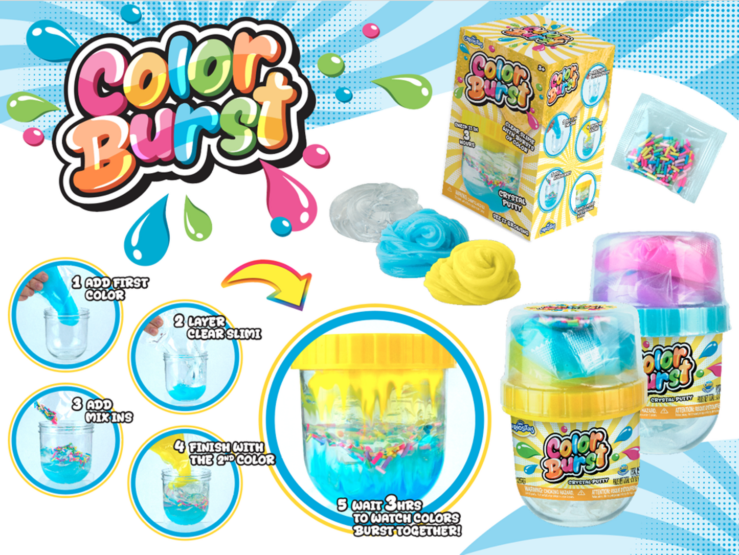 Color Burst Crystal Putty Slime Kit