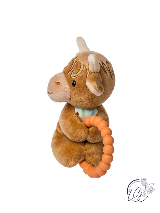 Hetty Highland Cow Teether Rattle – 6″