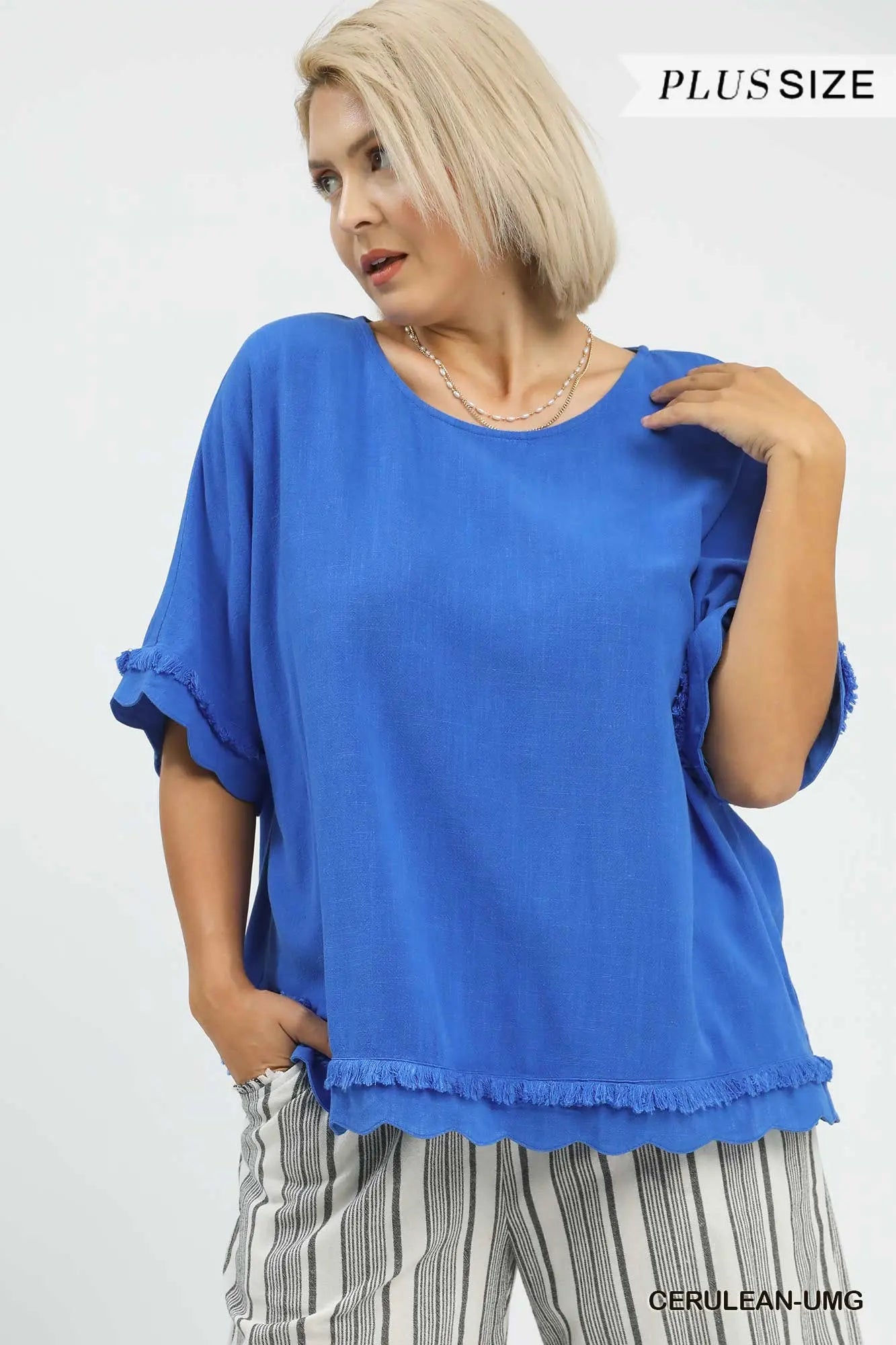 Curvy Coastal Fringe Blouse