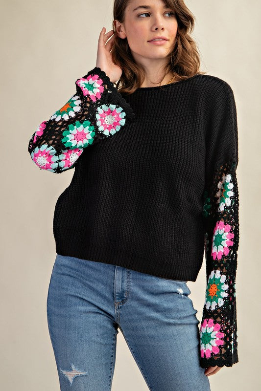 Curvy Bloomline Crochet Sweater