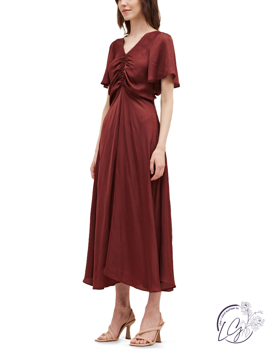 Shirred Elegance Maxi Dress