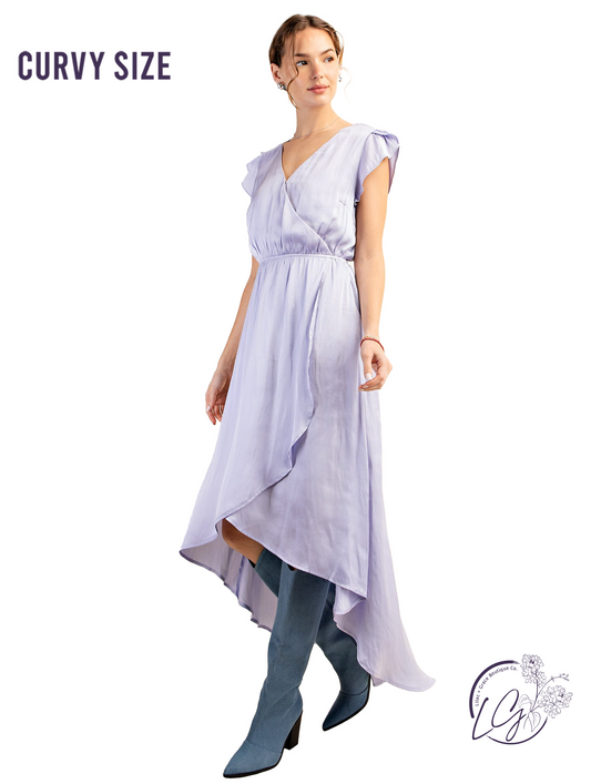 Curvy Midnight Satin High-Low Gown