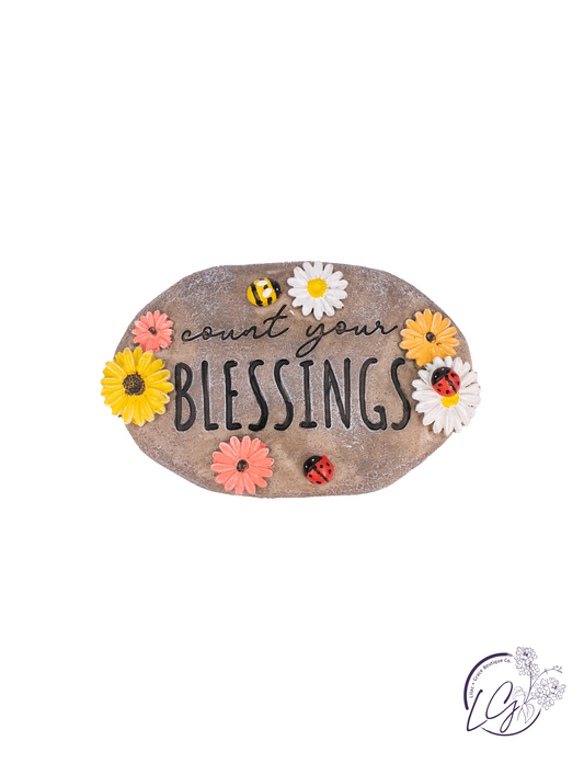 Small Resin Garden Flower Message Stone