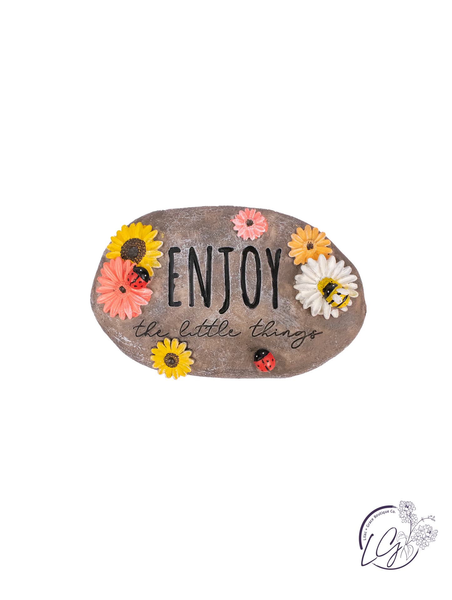 Small Resin Garden Flower Message Stone