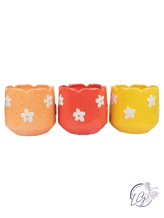Garden Grace Ceramic Floral Pot with Drainage