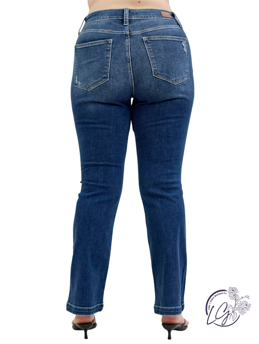 Curvy Pauline Mid Rise Hand Sand & Destroy Bootcut by Judy Blue