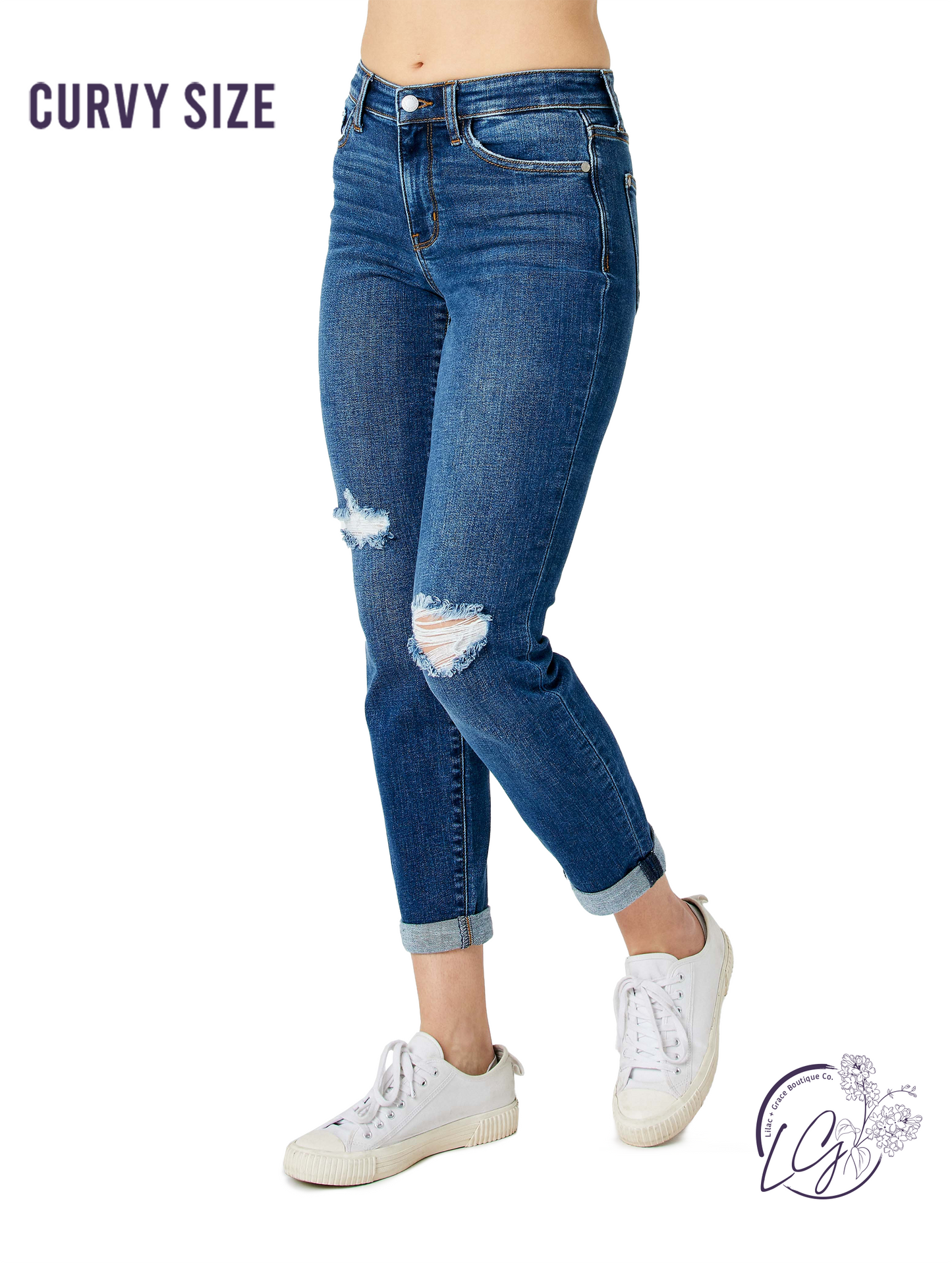 Curvy Mildred Mid Rise Destroy Slim by Judy Blue