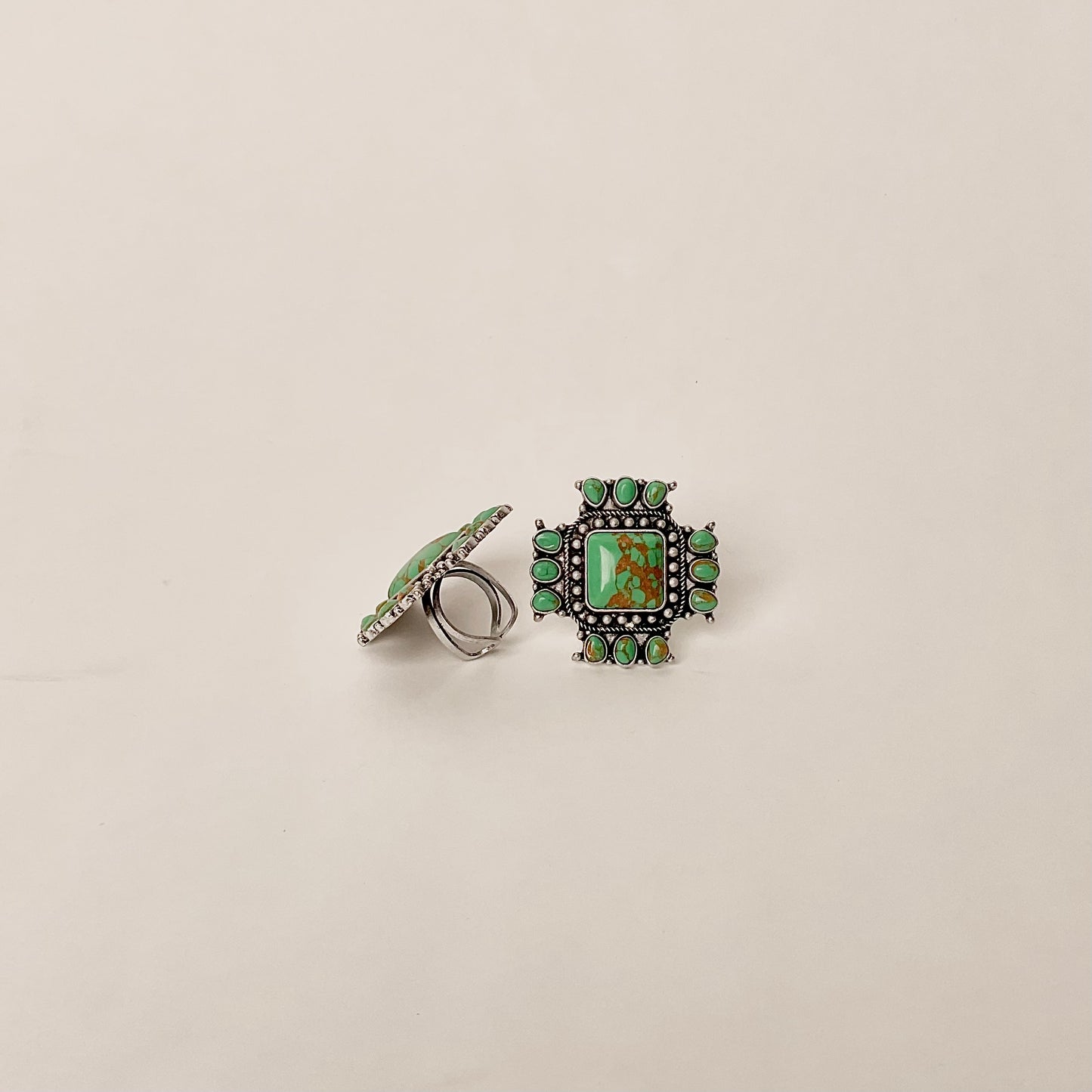 Western Square Stone Statement Ring