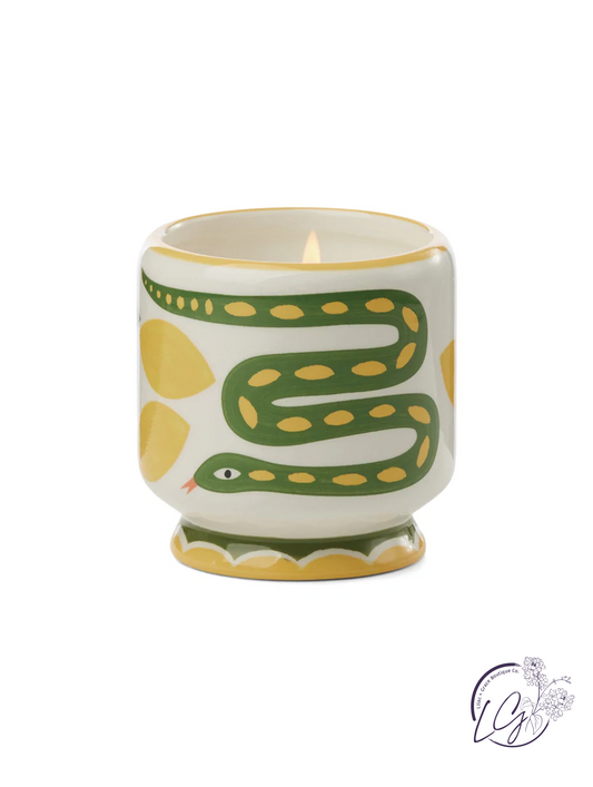 A Dopo 8 oz Handpainted "Snake" Ceramic - Wild Lemongrass