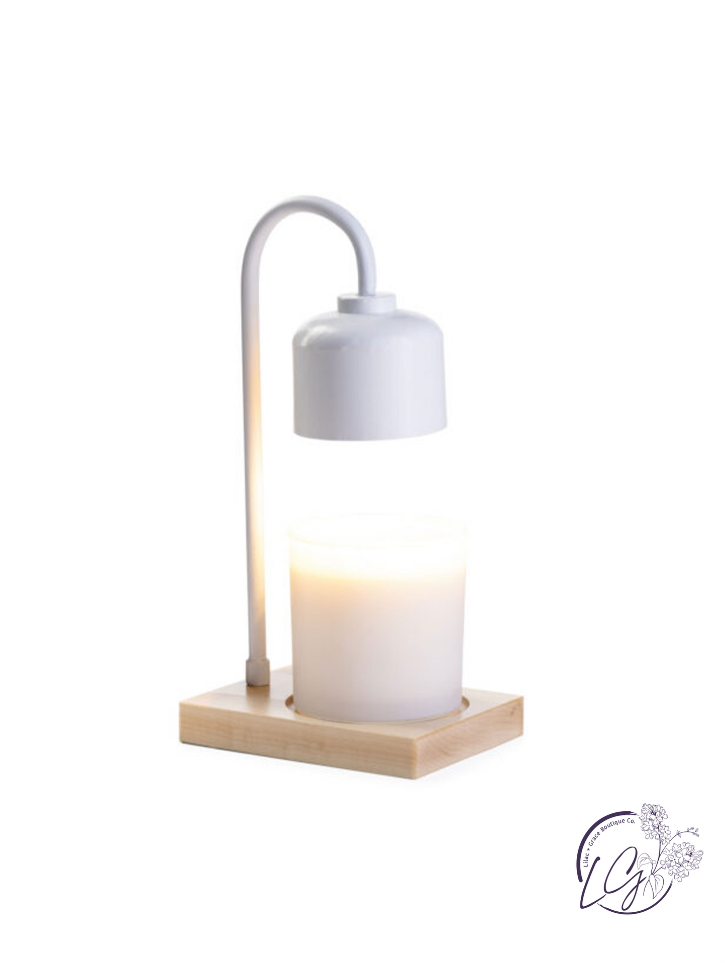 White & Wood Arched Candle Warmer Lamp