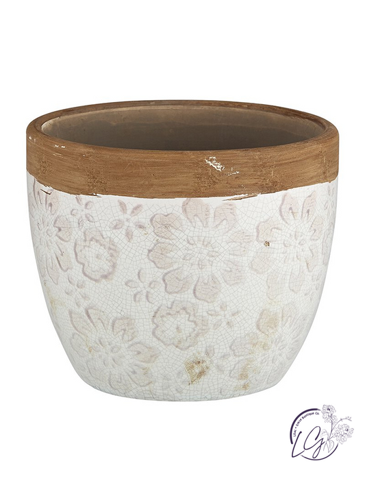 Flower Pot - Cream and Beige