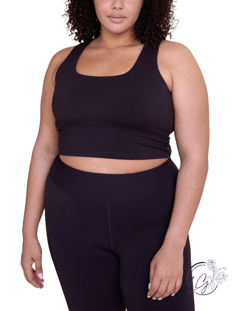 Curvy Ribbed Square Neck Cropped Tank