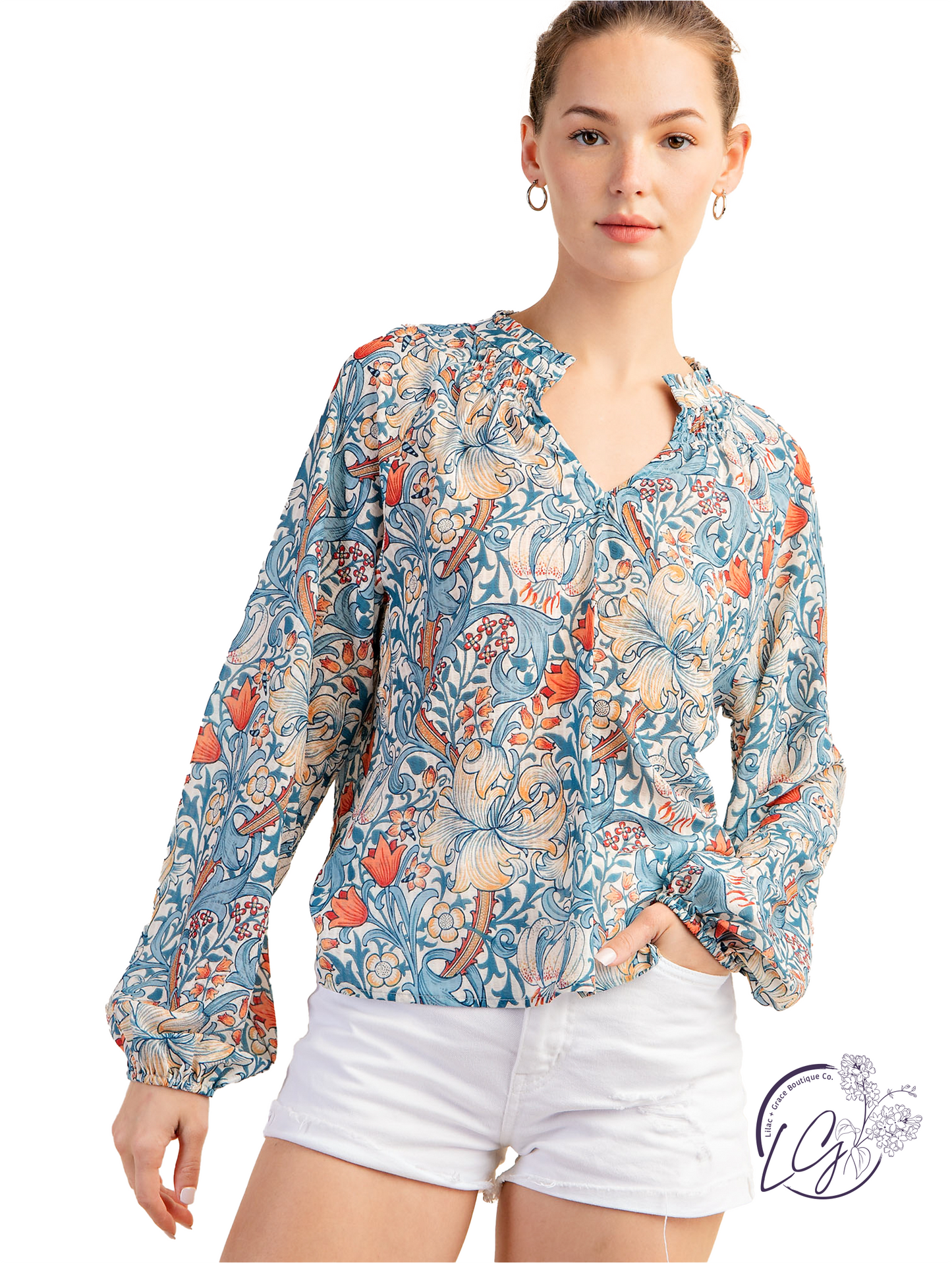 Warm Summer Winds Smocked Blouse