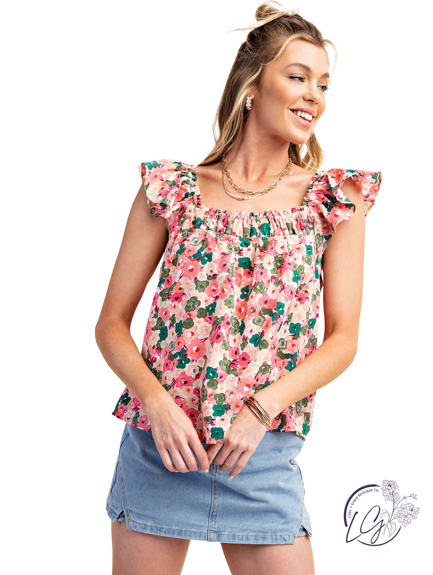 Peachy Keen Square Neck Blouse