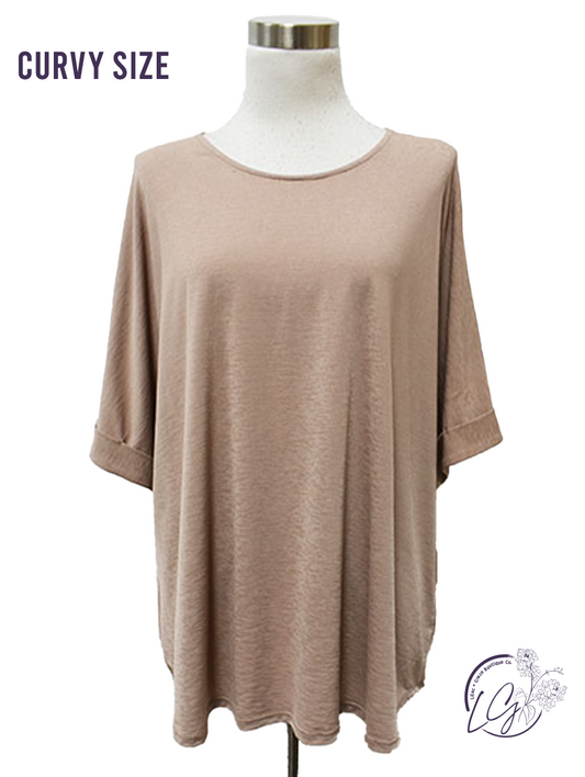 Curvy Mocha Boyfriend Tunic Top