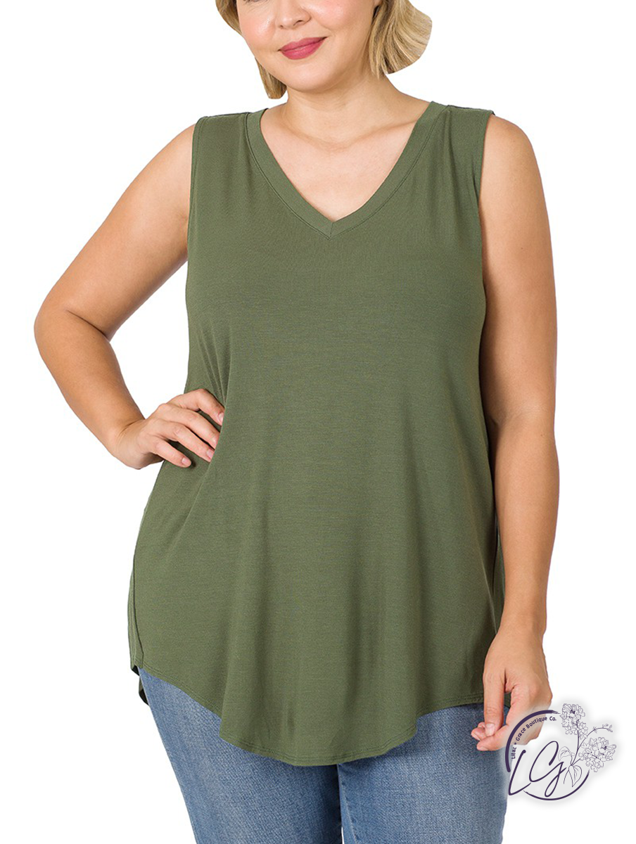 Curvy Sleek V-Neck Tank Top