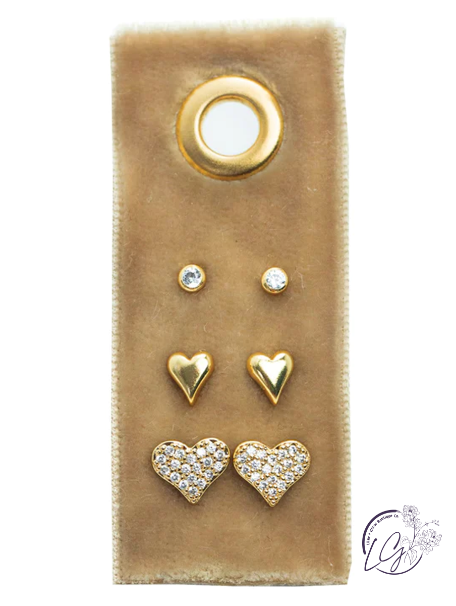 Heart Velvet Stud Gift Set