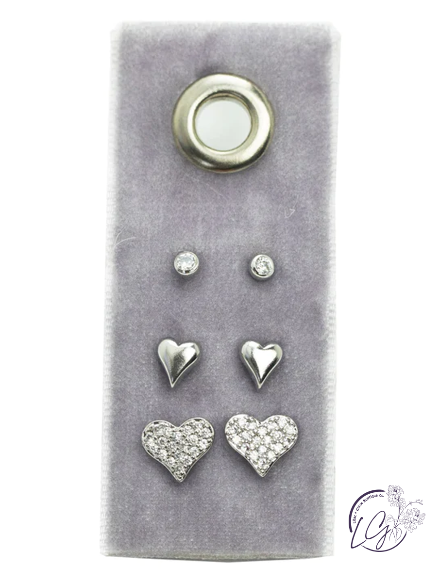 Heart Velvet Stud Gift Set