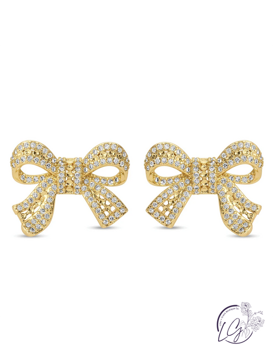 Large Pave Bow Stud Earrings