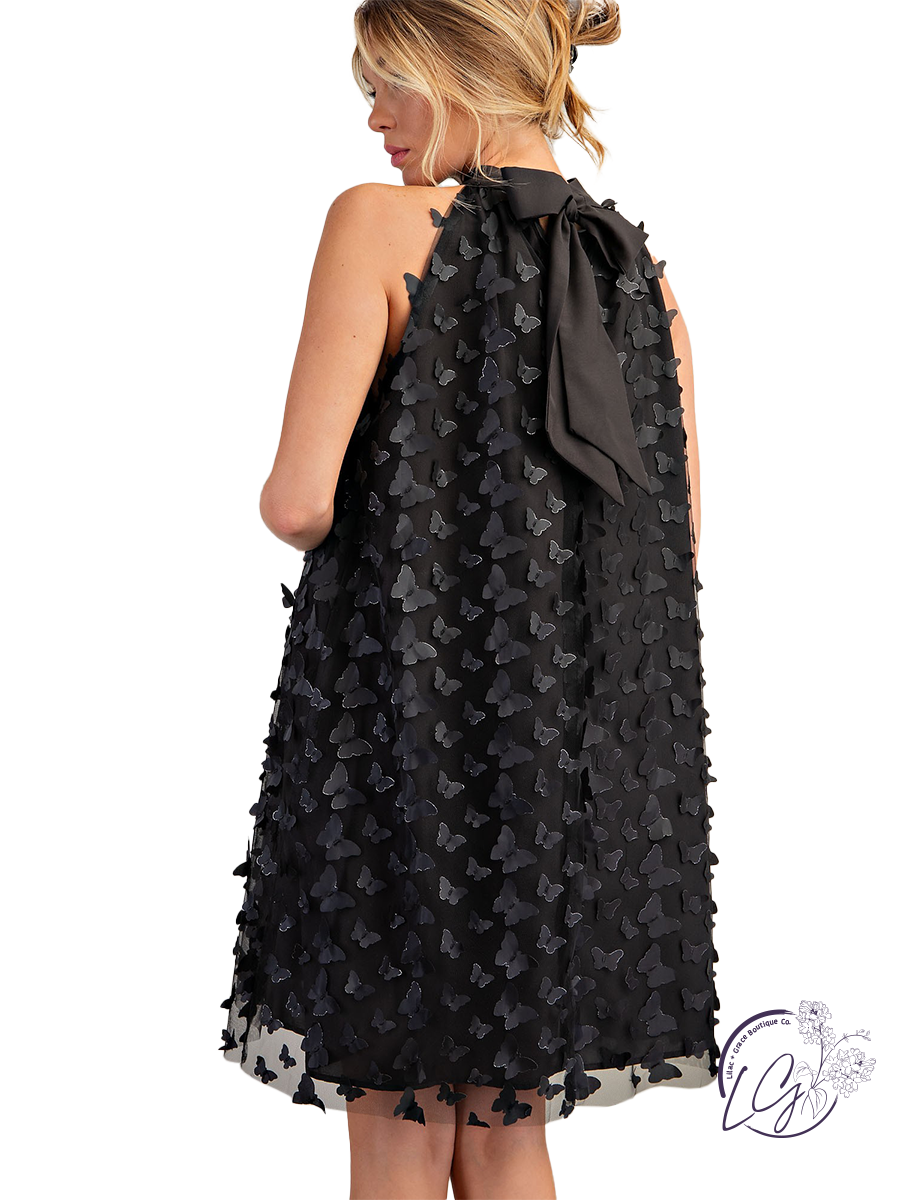 Fluttering Wings Halter Dress
