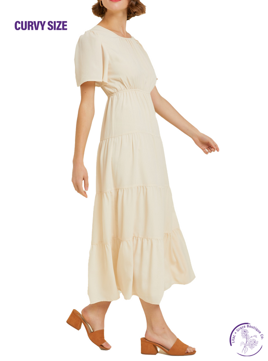 Curvy Elegant Ease Tiered Midi Dress