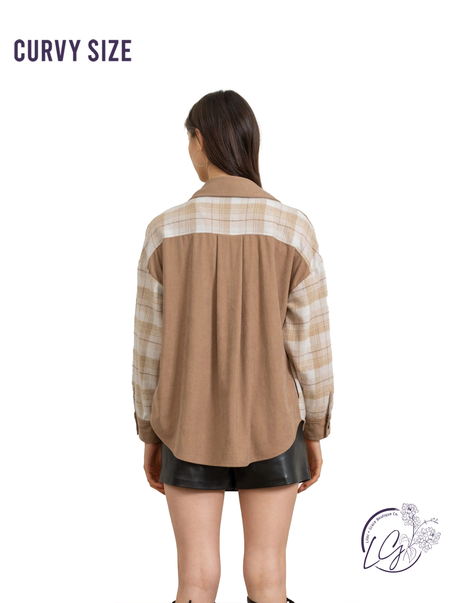 Curvy Plaid Patchwork Shacket