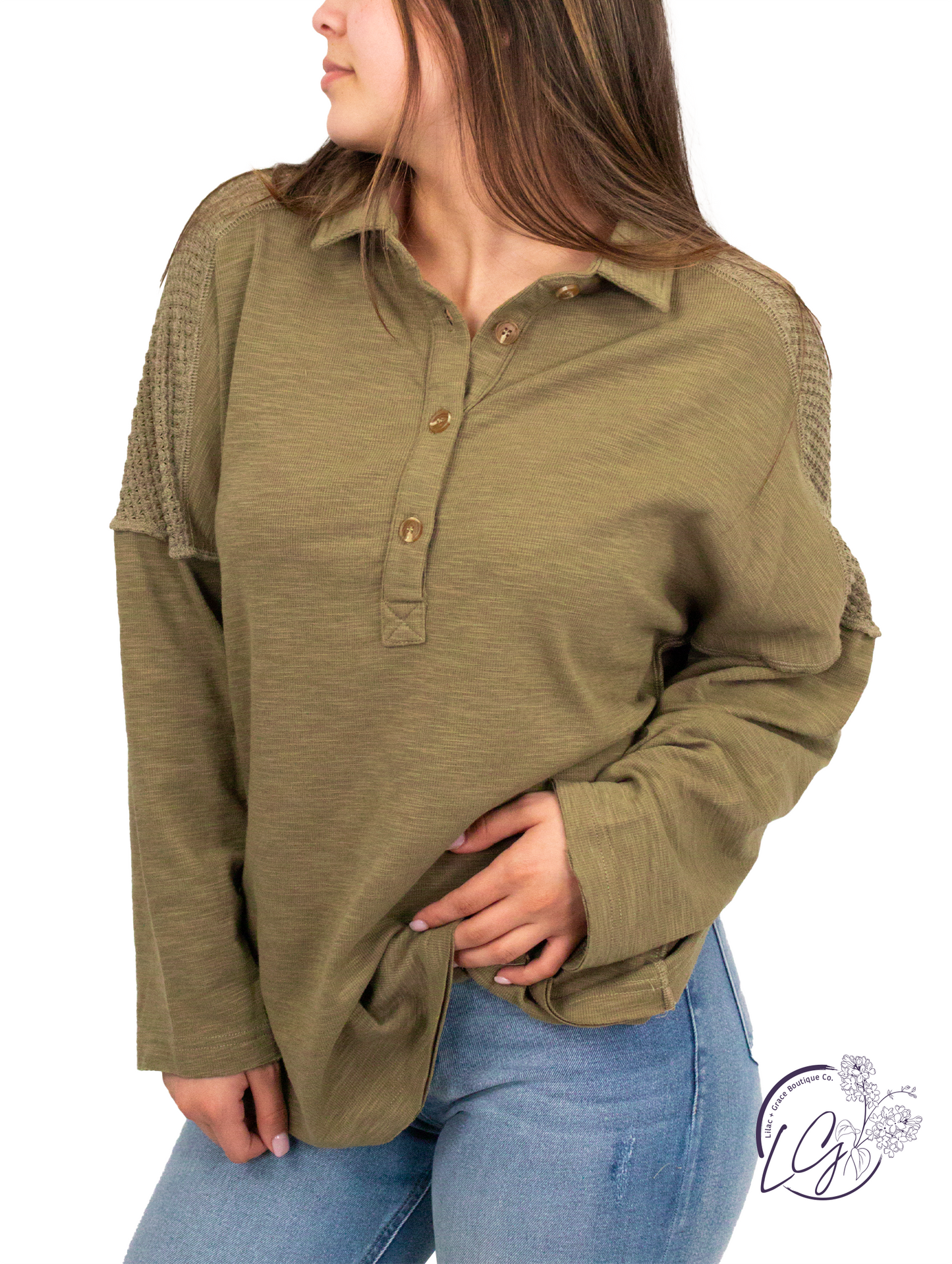 Versatile Textured Henley Top