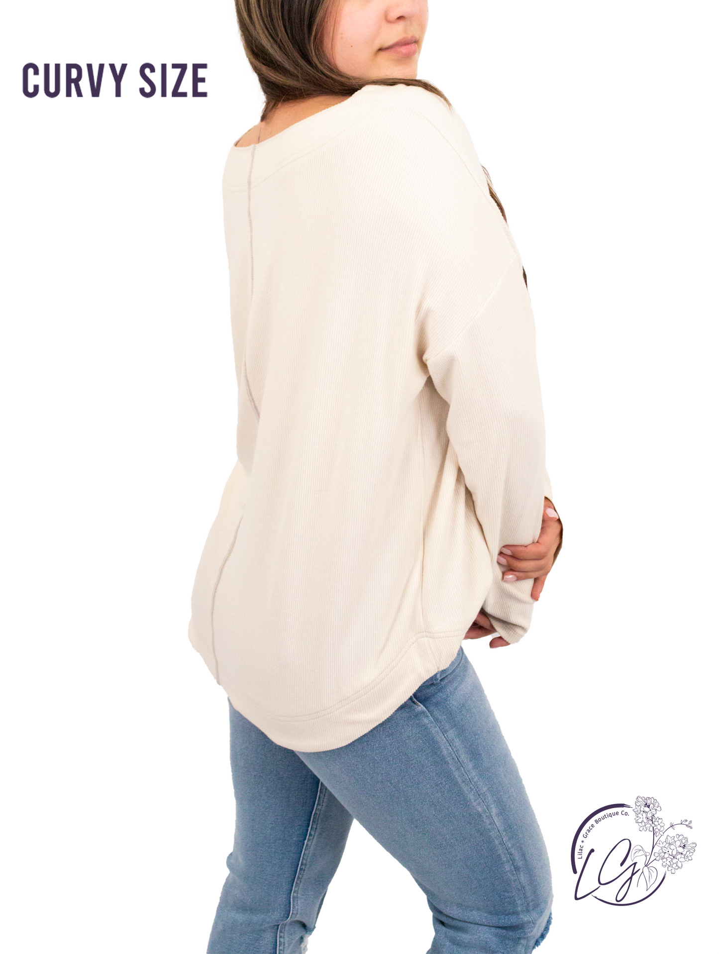 Curvy Stylish Stitched V-Neck Top