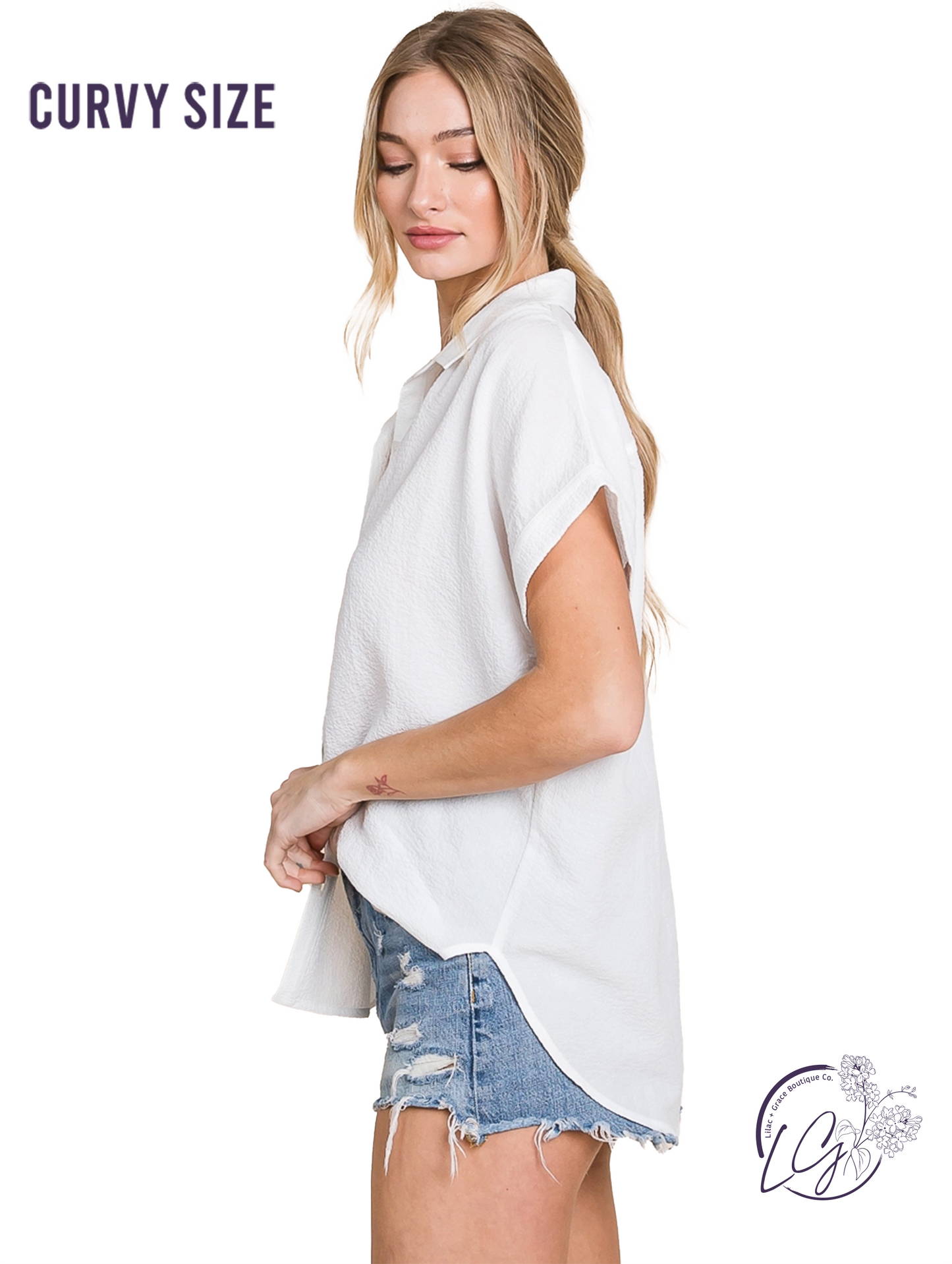 Curvy Crinkle Comfort Button-Up