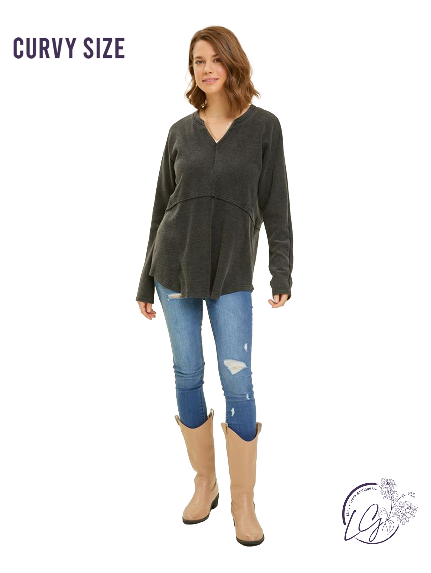 Curvy Relaxed Horizon Long Sleeve