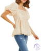 Curvy Romantic Floral Puff Sleeve Blouse