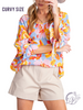 Curvy Downtown Blossom Satin Blouse